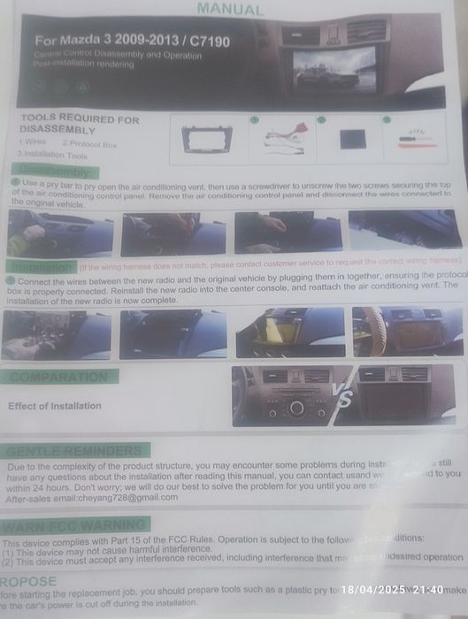 Unidade multimédia Android espaço 2DIN, exemplo: Mazda 3 anos 09a13