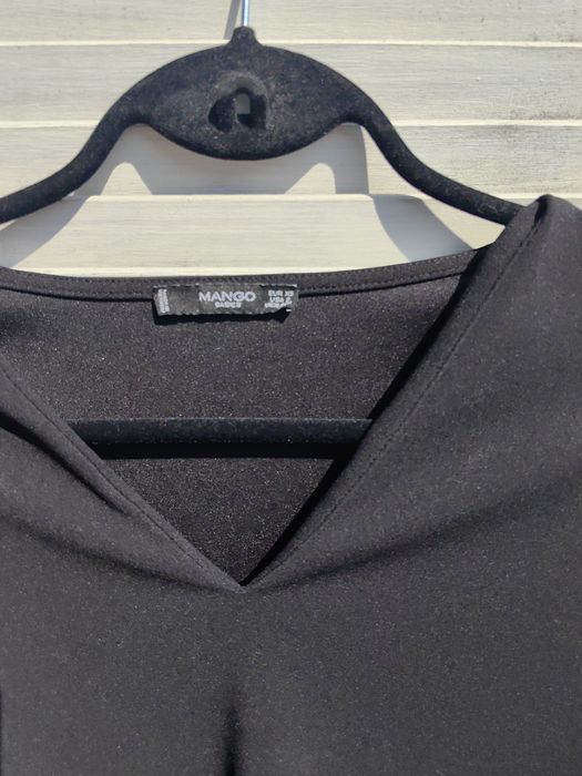 Letnia sukienka do kolan Violeta by Mango,  XS, dekolt V,  czarna stan dobry
