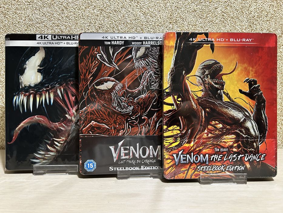 Steelbook 4K Ultra HD Blu-ray Веном 1-3/ Джокер 1-2/ Мег 1-2/ Шазам 1-2/ Лара Крофт 1-2