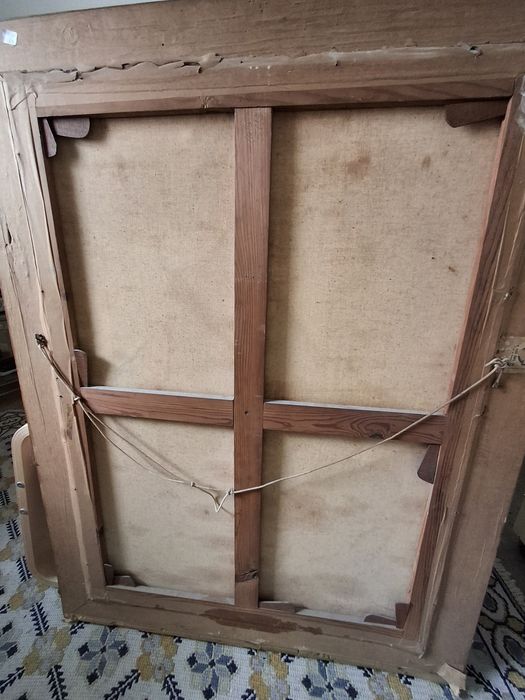 Barcos excelente grande quadro tela a oleo  emoldurado 102 x 75