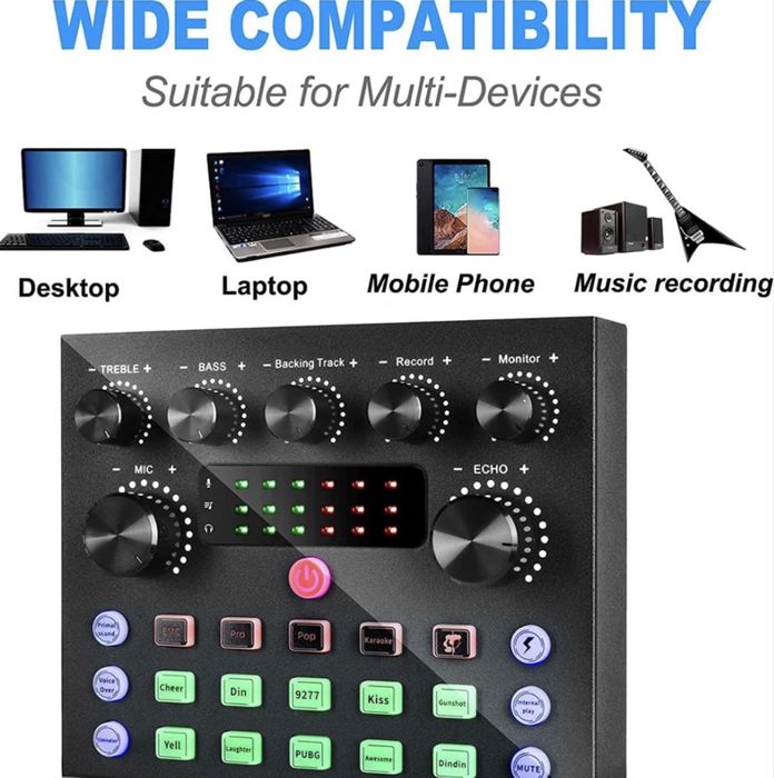 Зовнішня звукова карта V8S Live Sound Card / Аудіомікшер для стріму