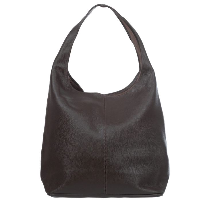 VERA PELLE torebka skórzana worek na ramię z saszetką V517 c.brązowa