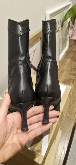 Zara botki kowbojki czarne skórzane rozmiar 38