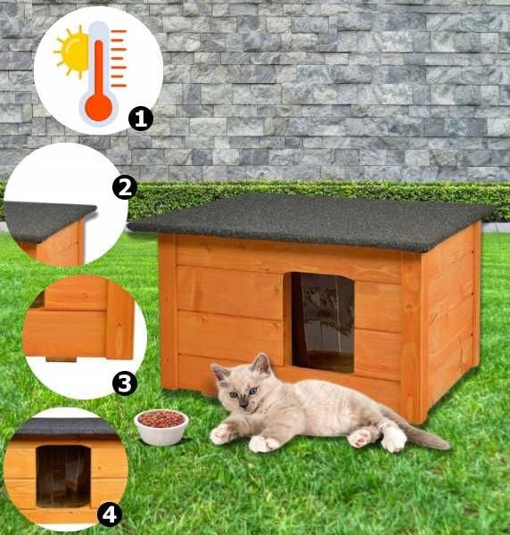 NOWA Buda Dla Psa Kota Ocieplona Drewniana 59x49x34 cm Okazja