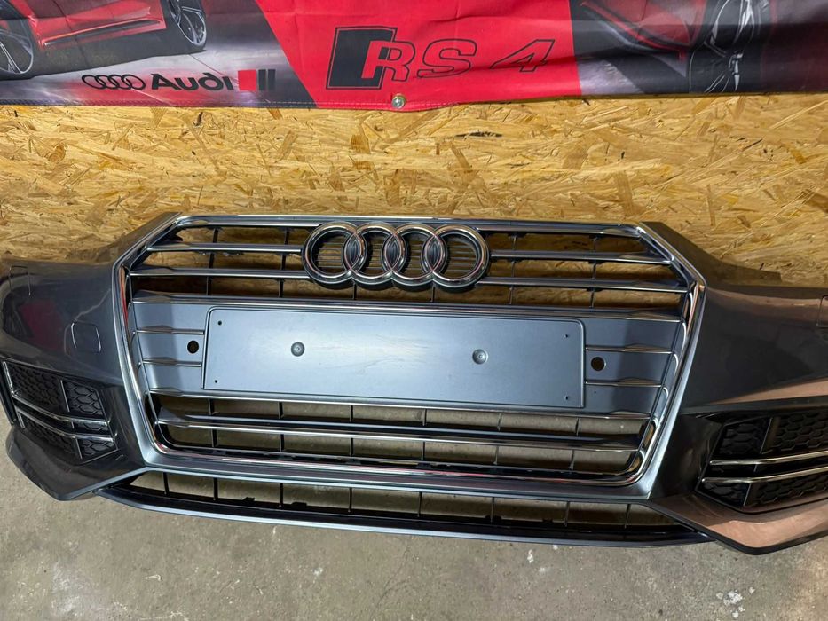 Zderzak przedni kompletny Audi A4 B9 16 - 19 S-line Chrom spryski 6xpdc
