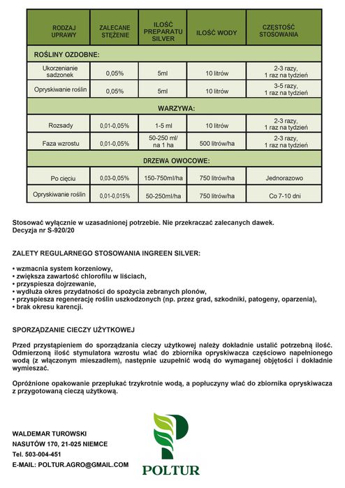 INGREEN SILVER - mineralny stymulator wzrostu roślin