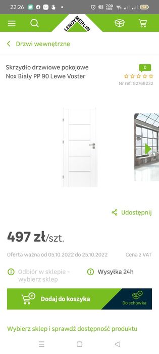 Drzwi VOSTER NOX 90 lewe