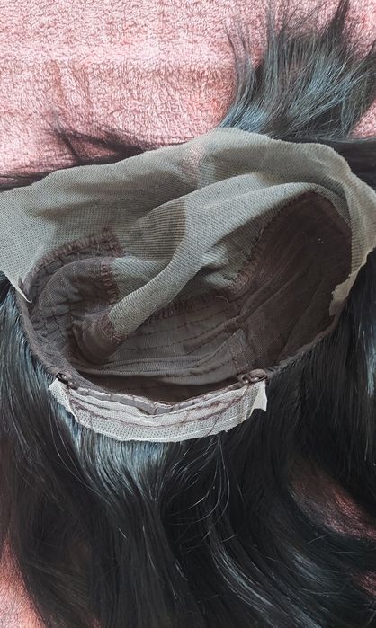 Peruka syntetyczna czarna full lace front styl wolf cut/rock