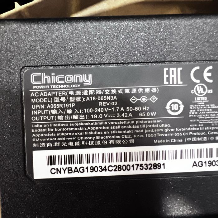 Carregador para portátil Acer compatível com A18-065N3A - NOVO