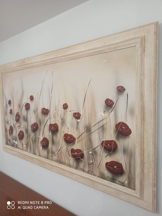 Quadro a óleo papoilas