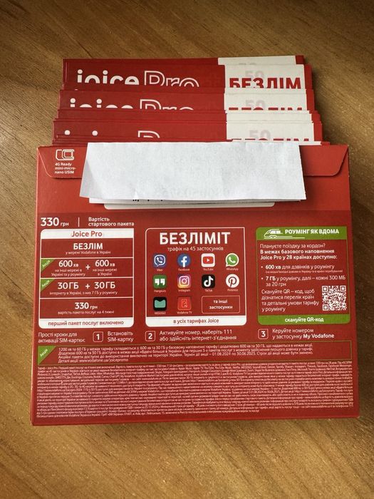 Сім карти НОВІ Водафон, вже поповненні, оптом!!!