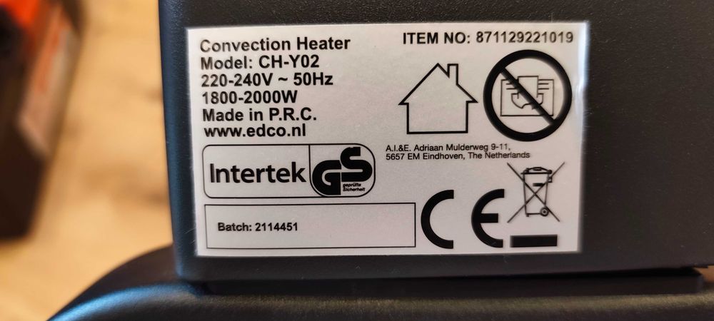 Grzejnik konwektorowy elektryczny 3 stopnie mocy termostat