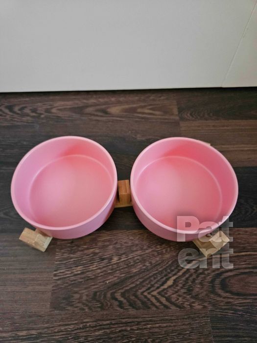 Miski ceramiczne dla psa kota zestaw 2 sztuki x 400 ml różowe