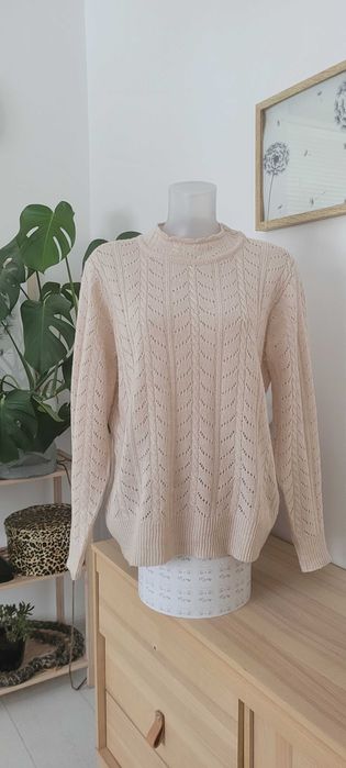Kremowy ażurowy sweter damski NKD,roz L-XL