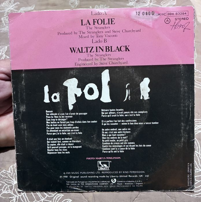Single Stranglers La Folie 1982