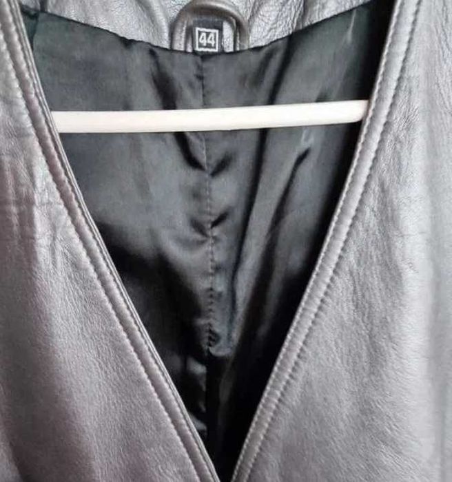 Skórzana grafitowa kamizelka vintage