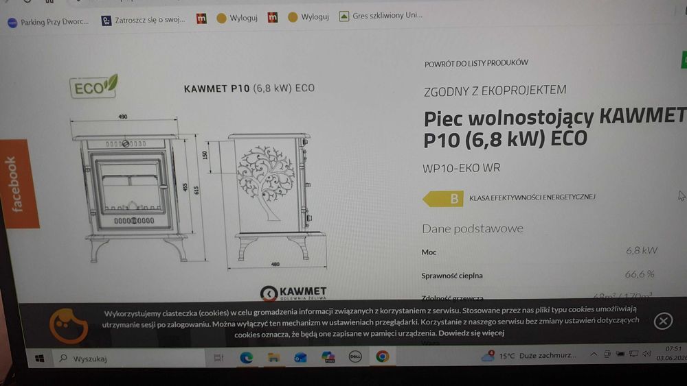 koza wolnostojący piec żeliwny KAWMET P10 6,8 KW