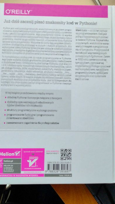 Python wprowadzenie Mark Lutz wydanie V