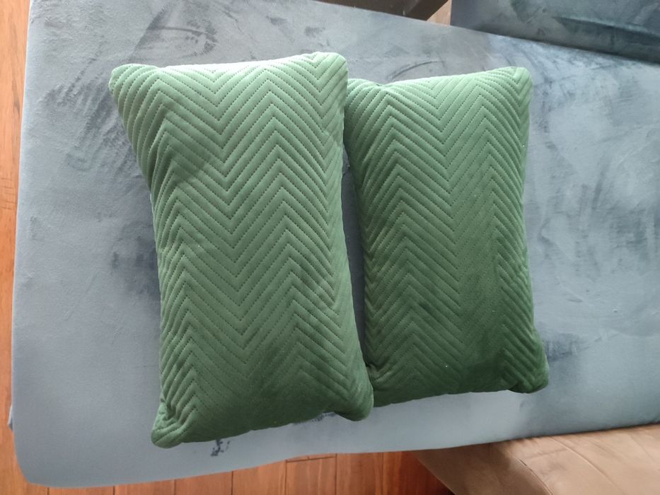 Poduszka Dekoracyjna Ozdobna 50x30 Velvet Pikowana Zygzac Butelkowa Zieleń