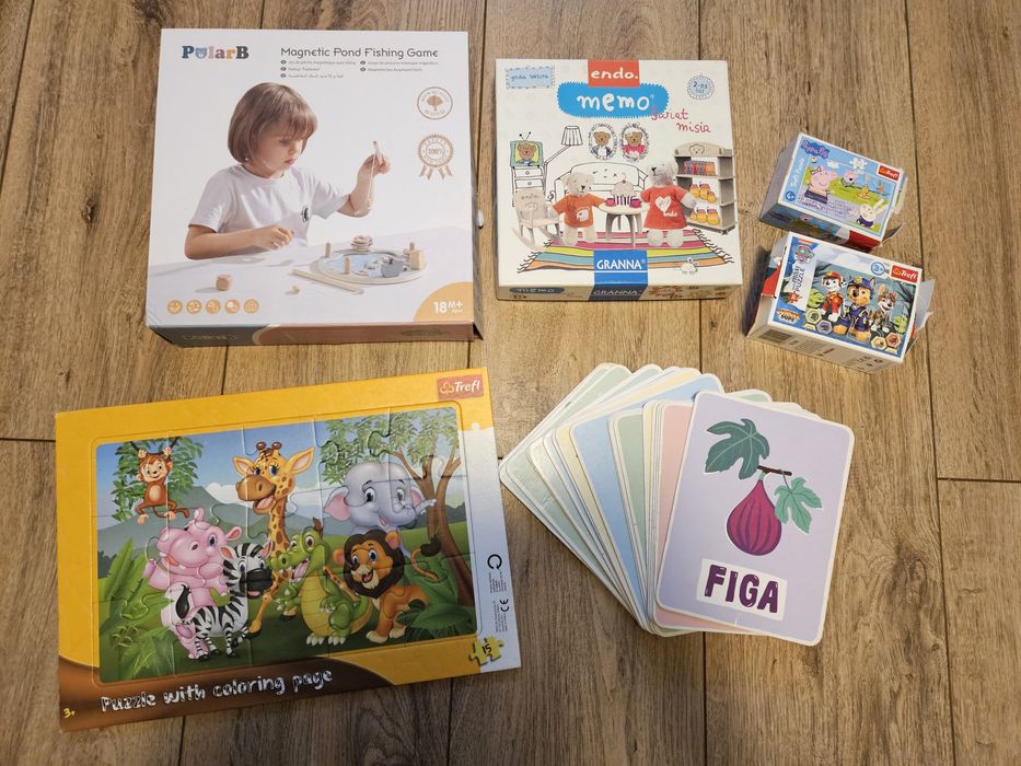 Zestaw gier i puzzle PolarB łowienie rybek, Endo memory, 3x puzzle