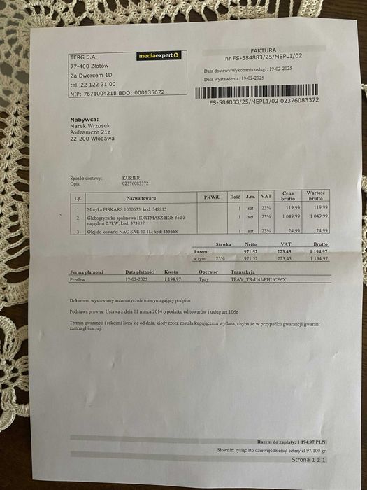 Glebogryzarka Hortmasz HGS 362 jak nowa
