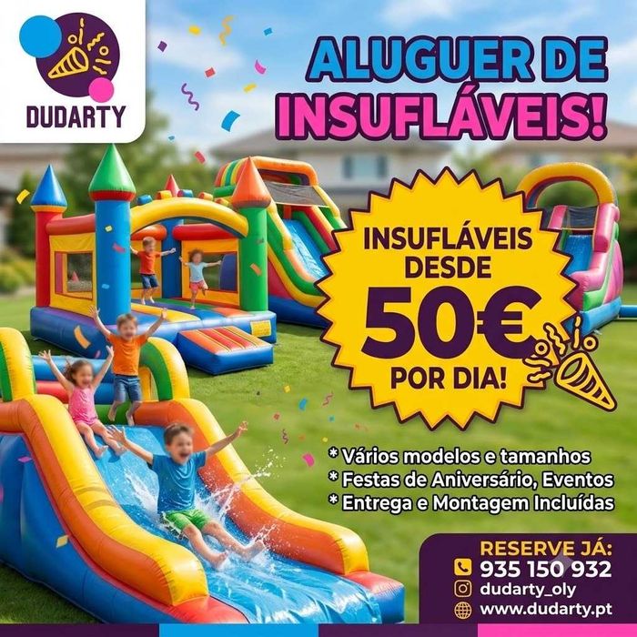 Insufláveis, decoração de festas, matraquilhos