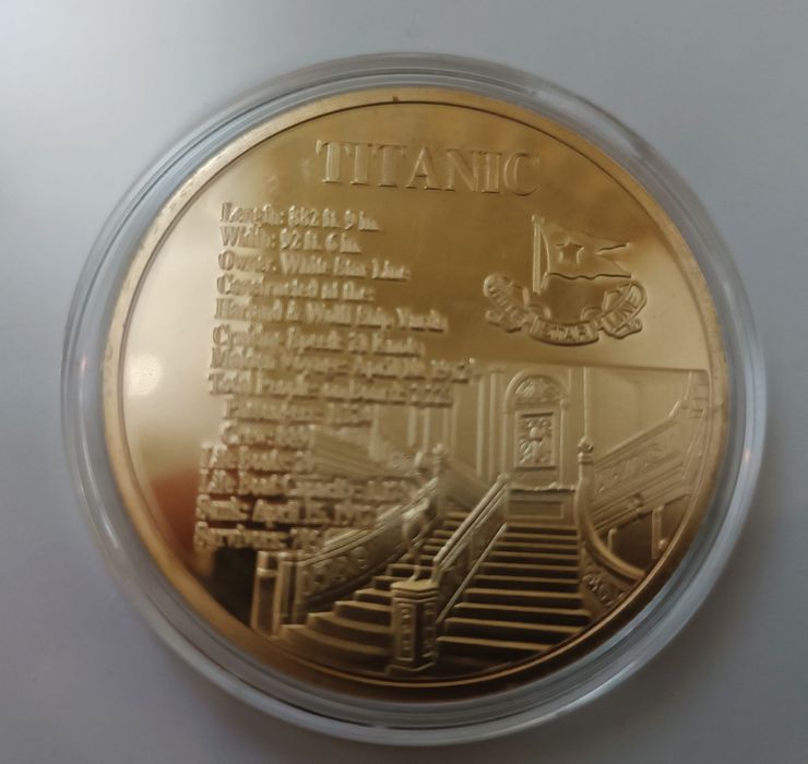 Moneta kolekcjonerska o tematyce RMS Titanic + stojak