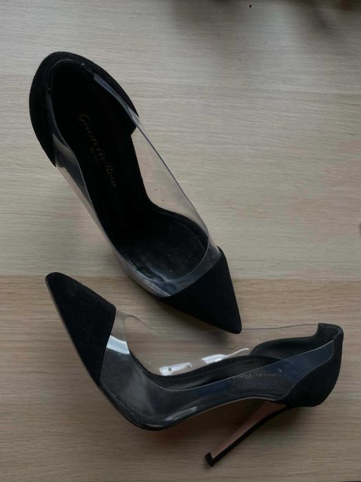 Buty obcas plastik skórzane