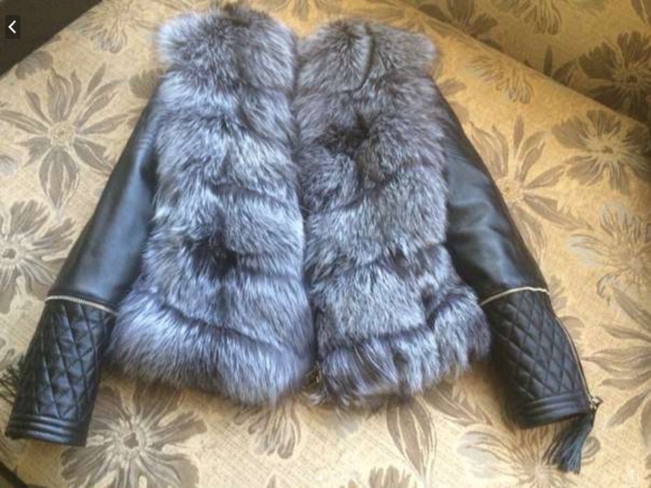 Кожаная куртка с чернобуркой