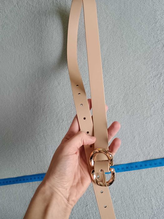 Nowy, damski pasek 100 cm - beżowy