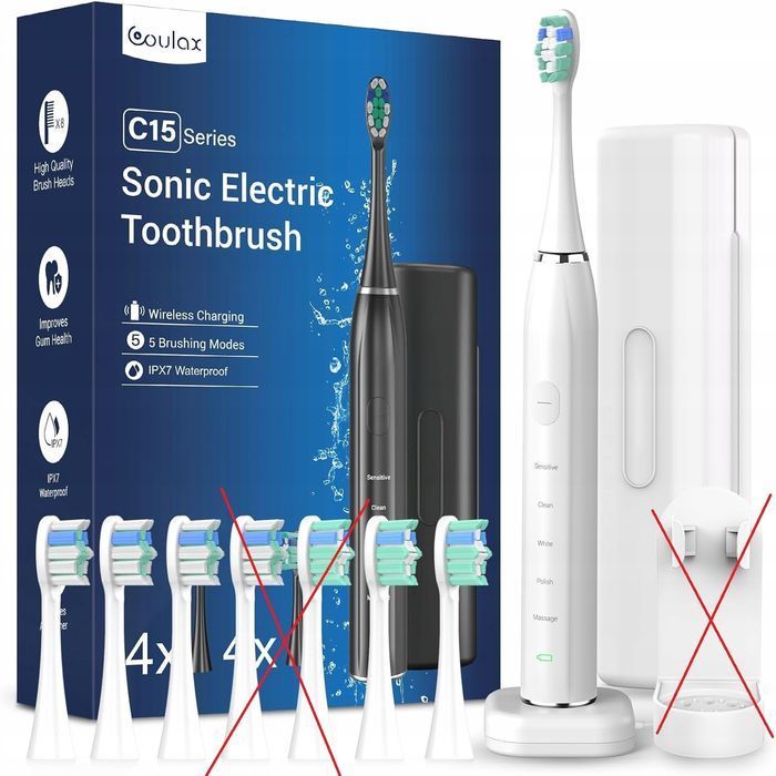 COULAX Szczoteczka Elektroniczna Soniczna 5 Trybów Biała