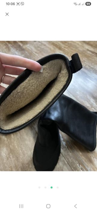 Шкіряні чоботи 38 Zara зима хутро