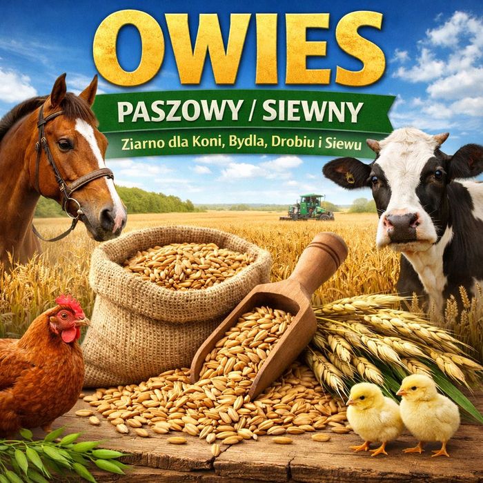 Owies żółty – Do Siewu Ziarno dla Koni, Bydła, Drobiu, Poplonu i Zanęt