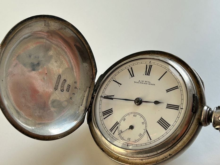 Zegarek kieszonkowy Waltham Srebrny Bardzo duży , super stan !! Unikat
