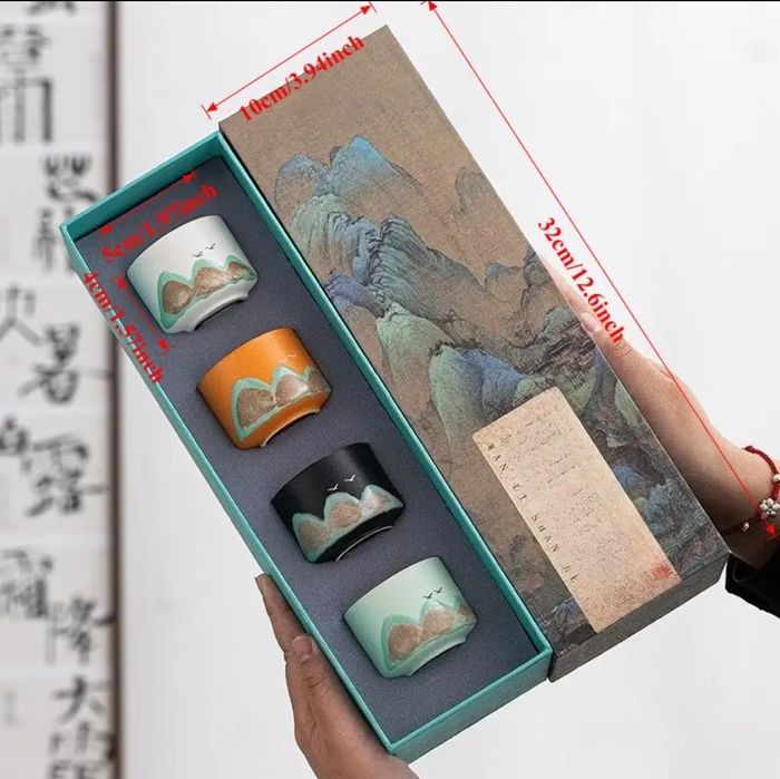 Набір піал «Чотири стихії» (4шт по 60 мл), подарунковий. Кераміка.