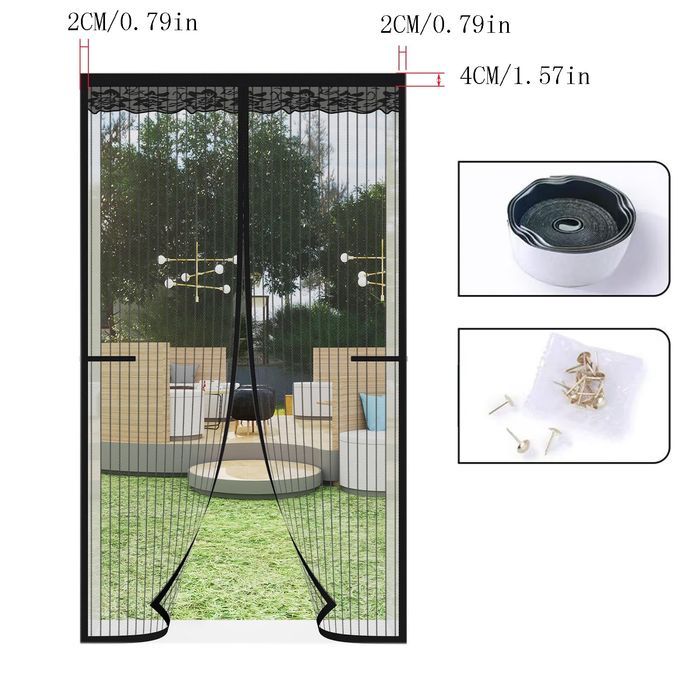 Moskitiera Magnetyczna na Drzwi Balkonowe Tarasowe Czarna 85 x 205 cm