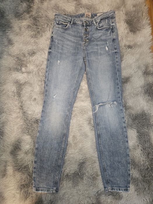 Damskie Jeansy GUESS Skinny High 1981 W28 | Wysoki Stan Guziki Dziura Jasny Denim BDB!