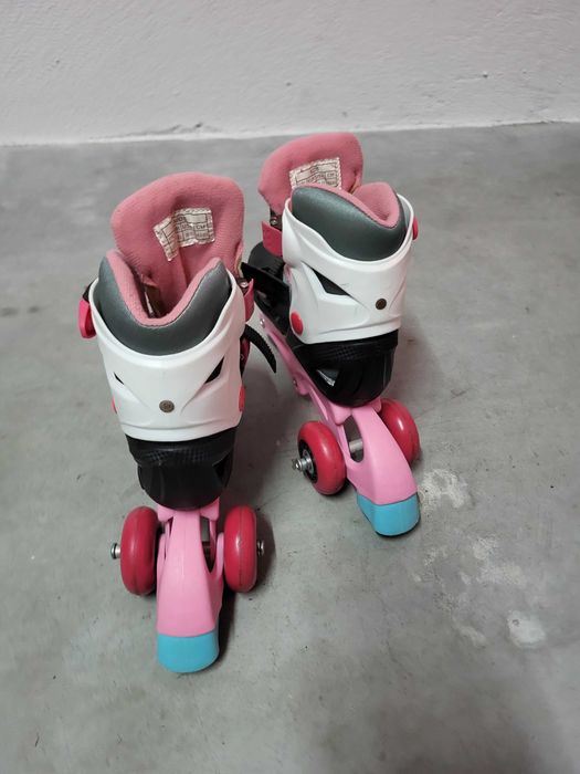Patins Infantis Rosa e Preto – Ajustáveis
