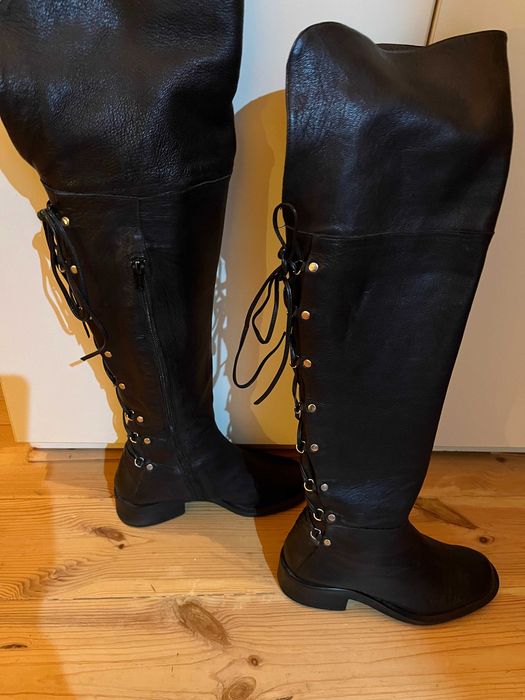 Чоботи -ботфорти демісезонні шкіряні, фірменні DKNY р.36