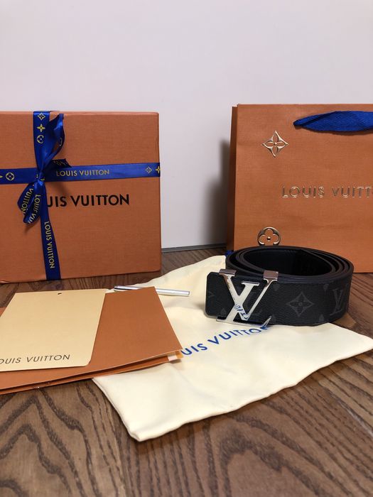 Pasek skora naturalna i canvas LOUIS VUITTON 80-125cm monigram ebene