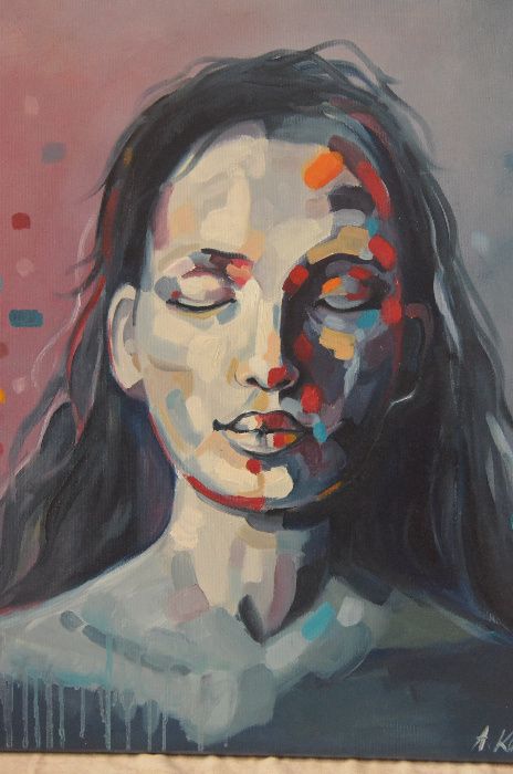Obraz olejny na płótnie, "Ona", 60 x 60