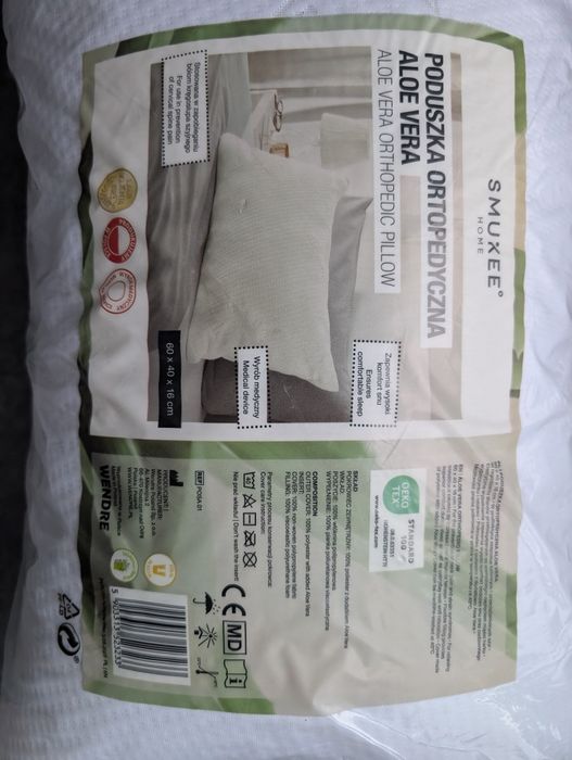 Poduszka ortopedyczna Aloe Vera, biały zdejmowany pokrowiec