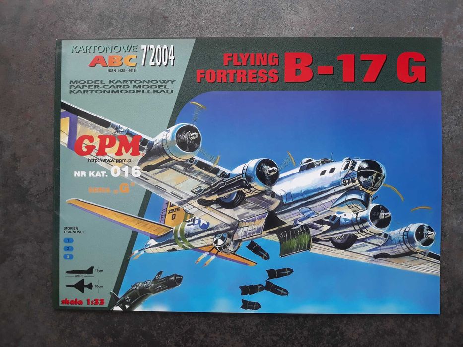 Model Kartonowy Boening B 17G wydawnictwo GPM duży format A3