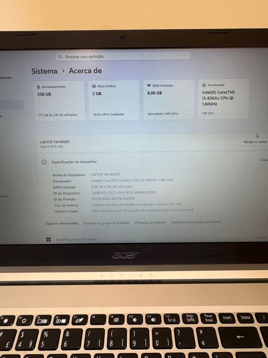 Portátil acer aspire intel core i5