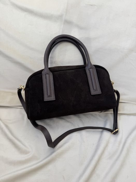 Шоколадна жіноча замшева сумка-тоут