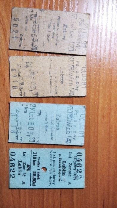Bilety kolejowe stare z PRL