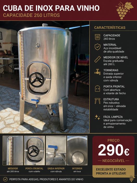 Cuba inox 260 lts