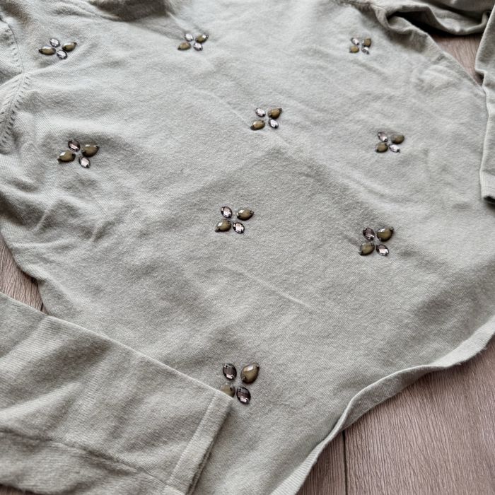 Zara knit sweter s zielony miętowy kryształki