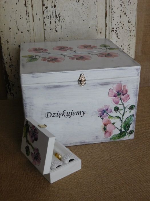 pudełko skrzynka na koperty- decoupage