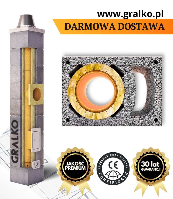Komin systemowy 5m KW fi 200 GRALKO IZOLOWANY System Kominowy